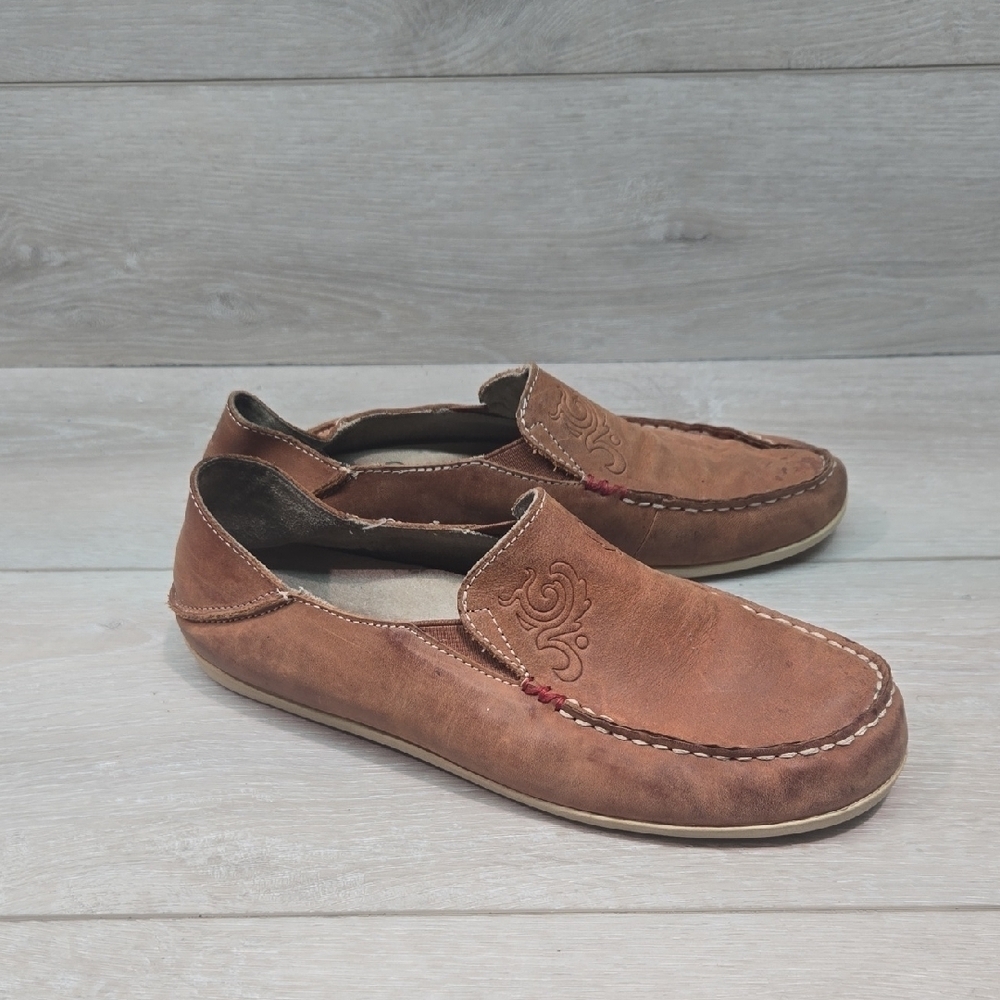 Olukain Women Nohea Nubuck Brown Leather Loafer Loafers Slip On Shoes Sz 7